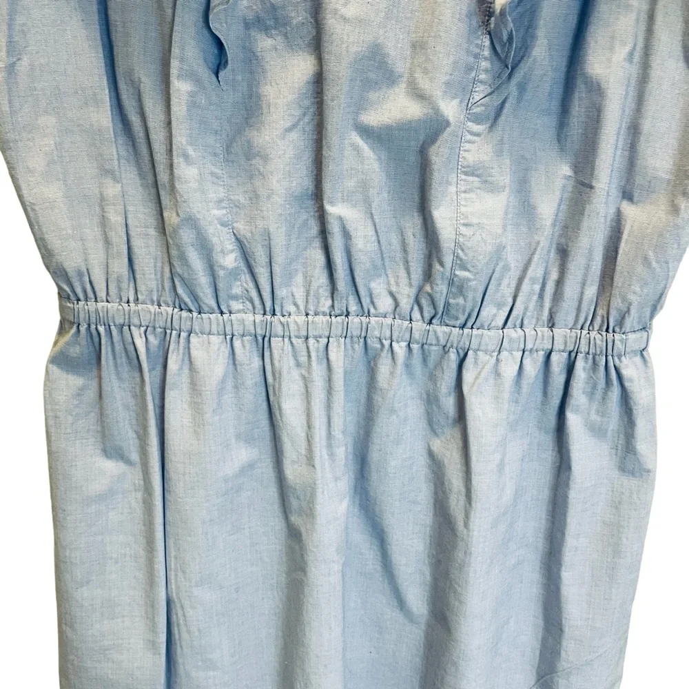 J. Crew Ruffle Shoulder Blue Mini Dress